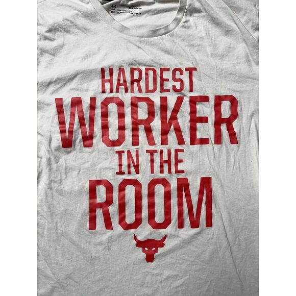 Under Armour Project Rock Shirt Mens XL Hardest Worker Iron Paradise Goals Tee - Picture 3 of 11